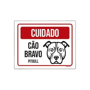 Placa Cuidado Cão Cachorro Bravo Pitbull 27X35