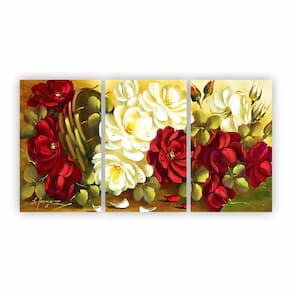 Quadro Pintura Rosas Arte Canvas 125X65Cm