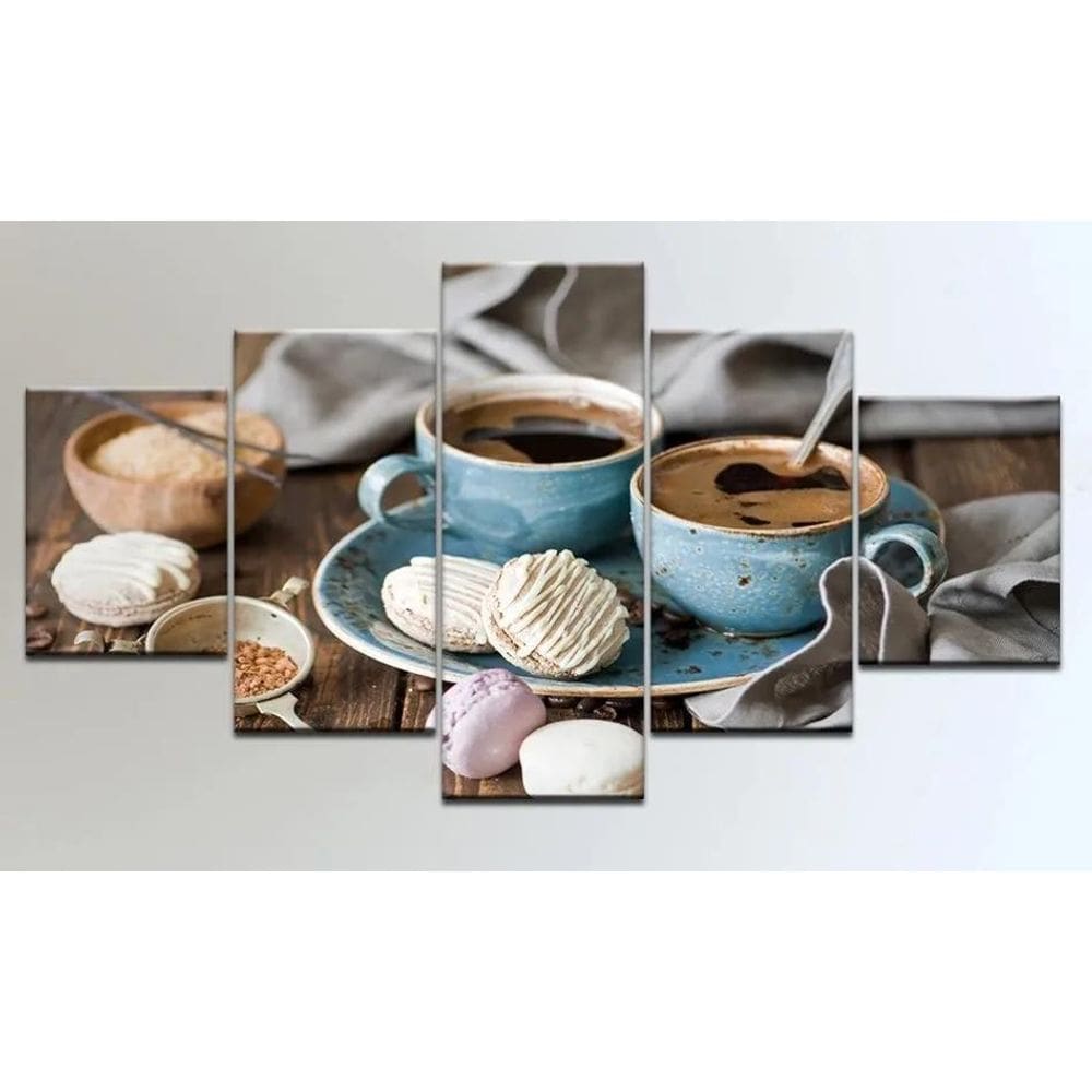 Quadro Xicaras Café 5 Peças Mosaico