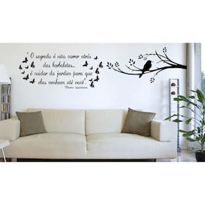 Adesivo Decorativo De Parede Frase Com Galho E Passaro