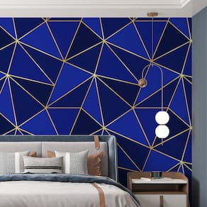 Papel De Parede Adesivo Zara Tons De Azul E Dourado - 3,0M