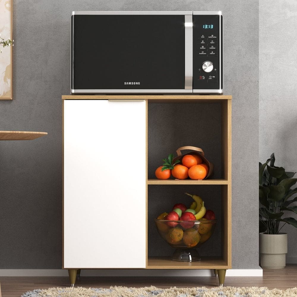 Armário Forno e Fruteira 62cm Largura Nogal / Branco