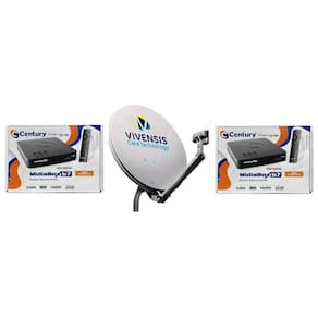 Nova Antena Parabólica 60cm +2 Recepitores DigitalCentury Midia  B7