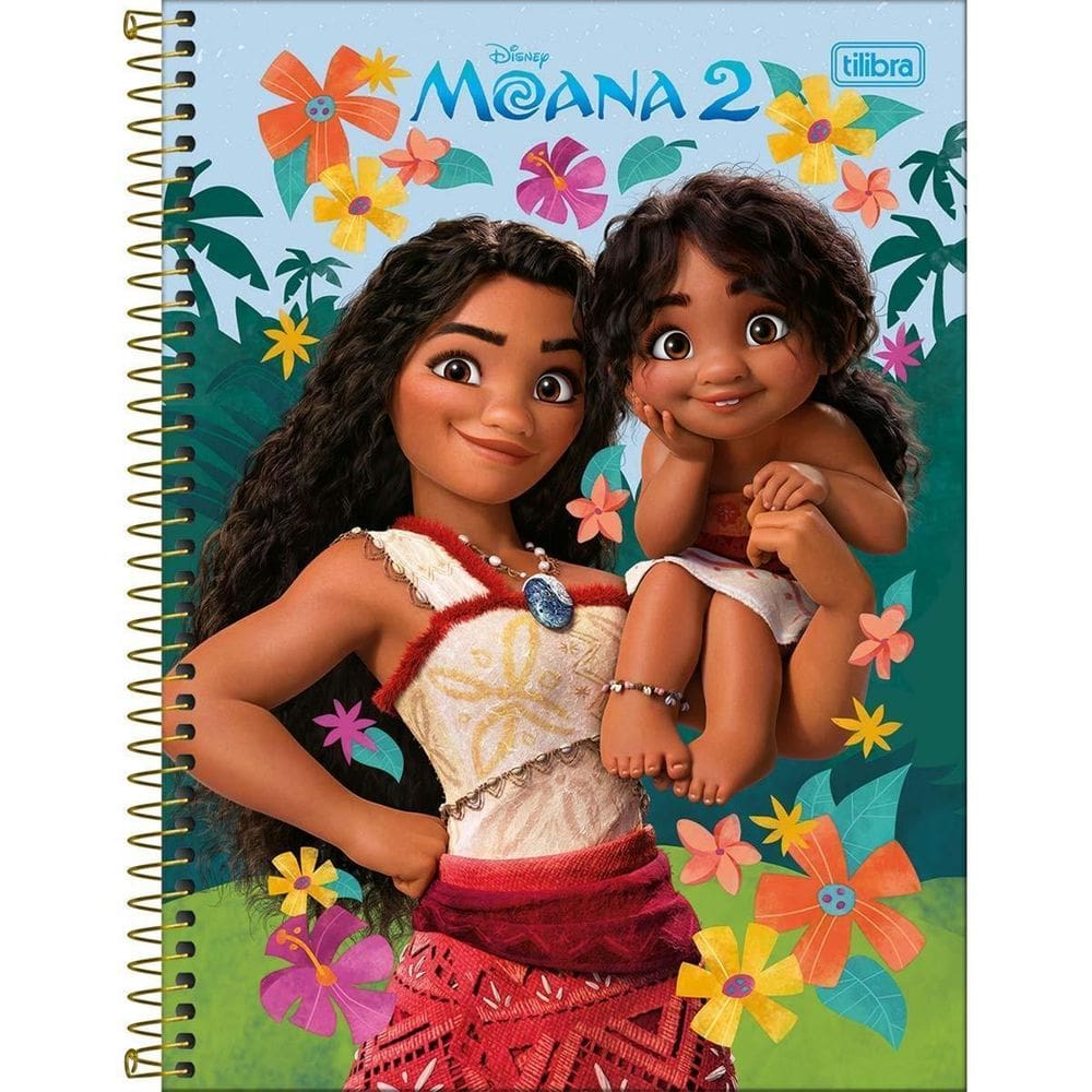 Caderno Moana Capa Dura Espiral 80F 1 Matéria Escolar