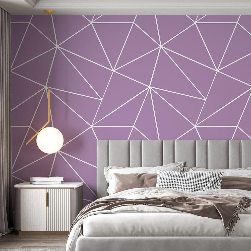 Papel De Parede Adesivo Zara Lilás E Branco - 3,0M