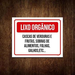 Placa Lixo Orgânico Cascas Verduras Frutas 36X46