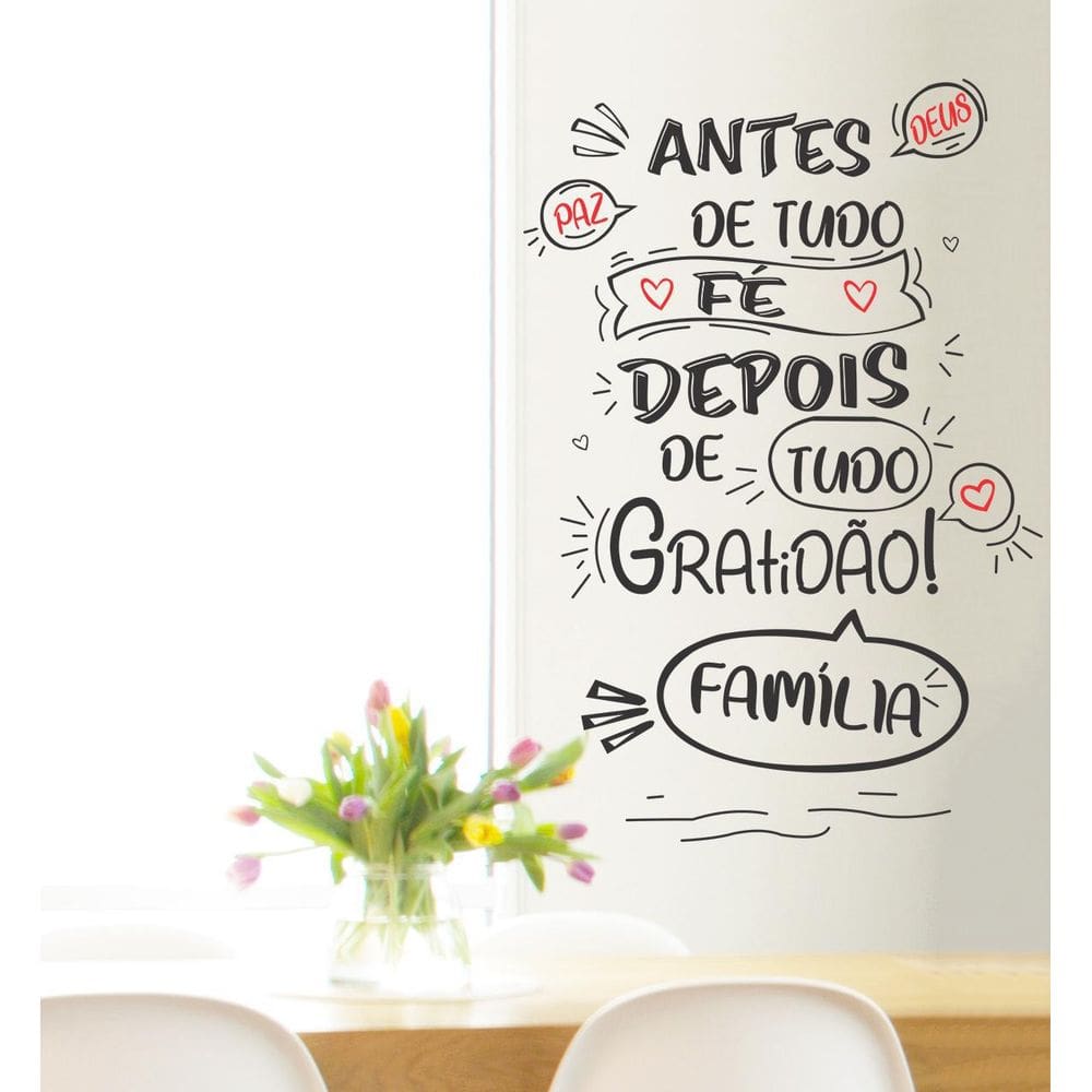 Adesivo de Parede Frase Antes de Tudo, Fé... 69x47 cm