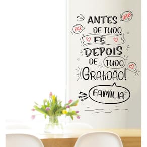 Adesivo de Parede Frase Antes de Tudo, Fé... 69x47 cm