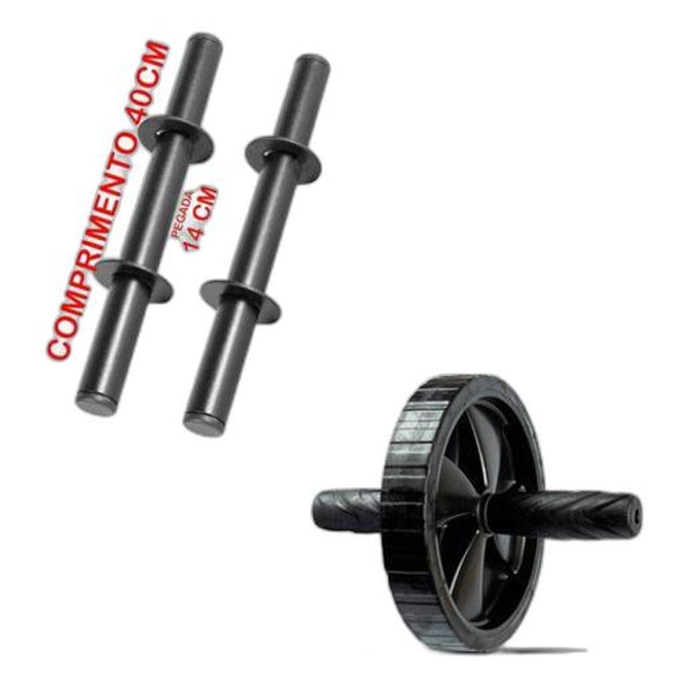 Barra 40Cm Par + Roda/Rolinho Abdominal