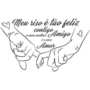 Adesivo de Parede Frase Meu Riso é Feliz Contigo 47x80 cm