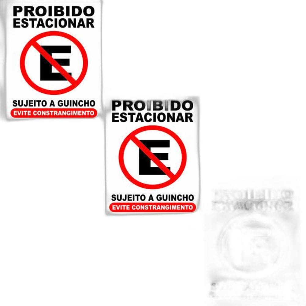 Kit 3 Placas De Sinalização Proibido Estacionar 19X28Cm