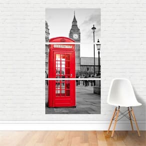 Quadro Cidades Londres Preto E Branco Telefone Canvas 125X65