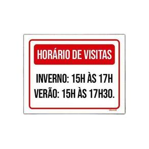 Placa Sinalização - Horário Visitas Inverno Verão 18X23