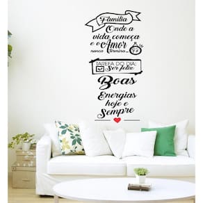 Adesivo Decorativo Parede Família/Coração Vermelho 90x47 cm