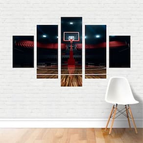 Quadro Esportes Quadra de Basquete Basketball Cesta Canvas