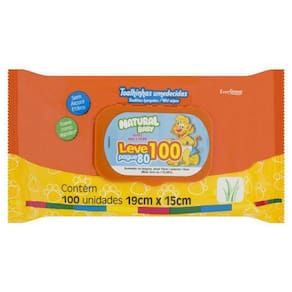 Toalha Umedecida Suave Natural Baby Wipes 100 Unidades