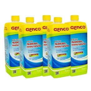 Kit 5 Algicida De Manutenção Genco 1 Lt Eliminador De Algas