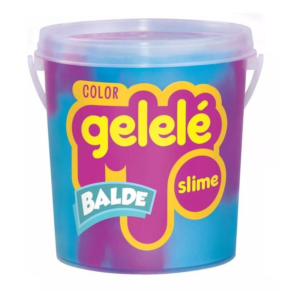 Balde Slime Color Gelelé Doce Brinquedo 457G 2 Cores Azul E