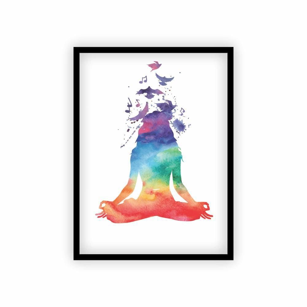 Quadro Namaste - Meditação - Yoga Com Moldura Preta 30X40Cm