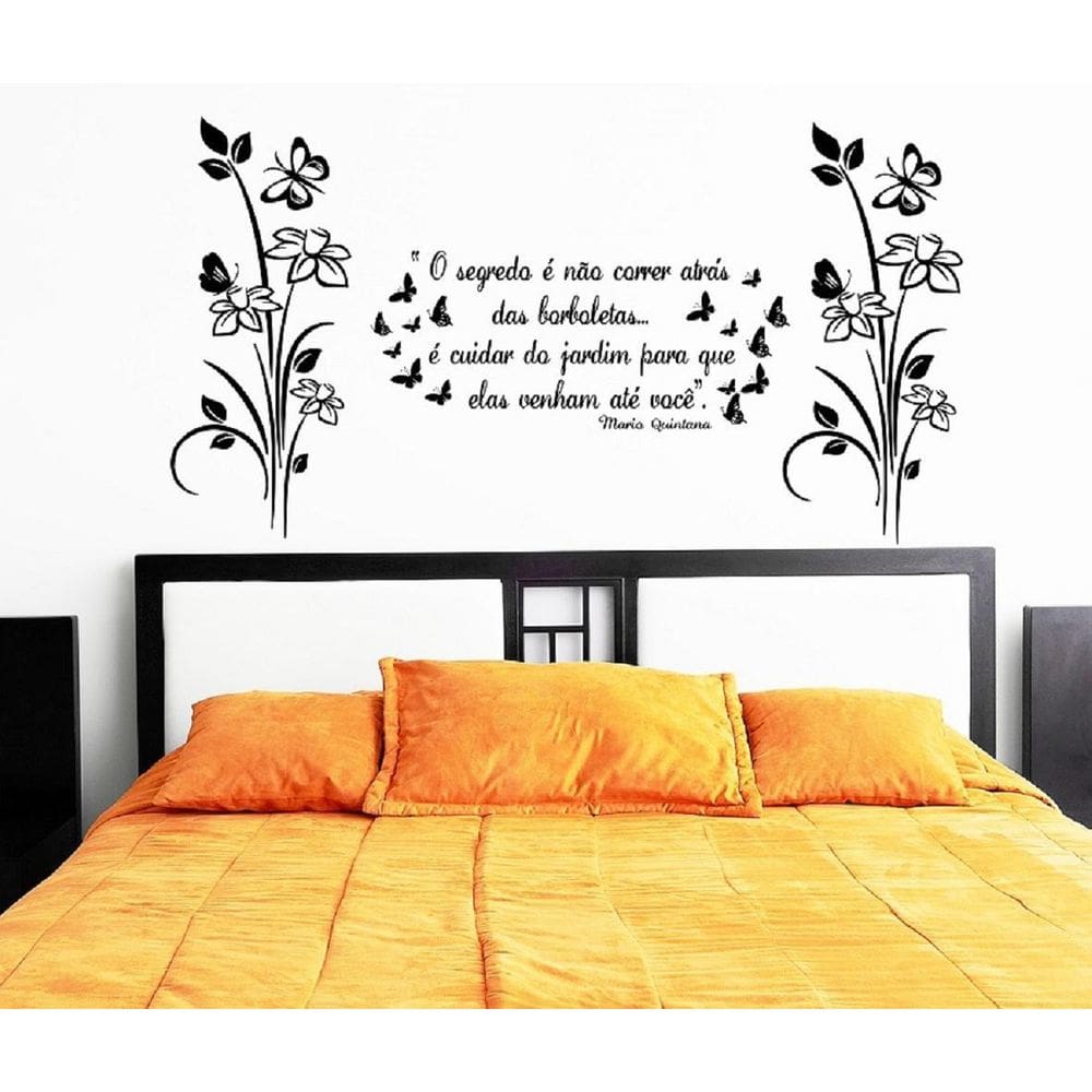 Adesivo Parede Galho Flores e Frase 112x206 cm