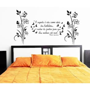 Adesivo Parede Galho Flores e Frase 112x206 cm