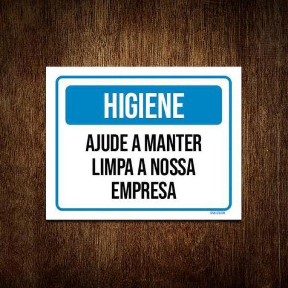 Kit 3 Placas Higiene Ajude Manter Limpa Nossa Empresa