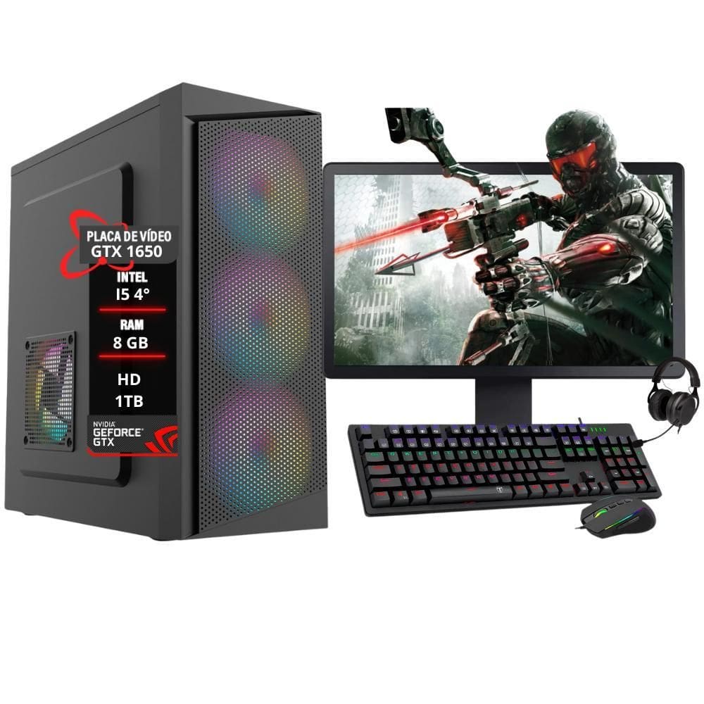 Pc Gamer Completo Intel I5 4º Geração Gtx 1650 Mem. 8Gb Hd