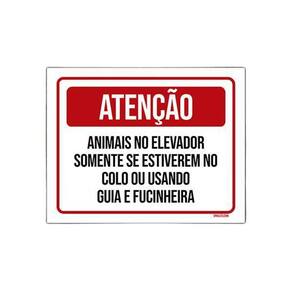 Placa Sinalização Atenção Animais Elevador Condomínio 27X35