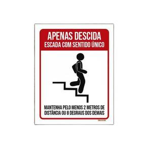 Placa Apenas Descida Escada Sentido Único Distancia 36X46