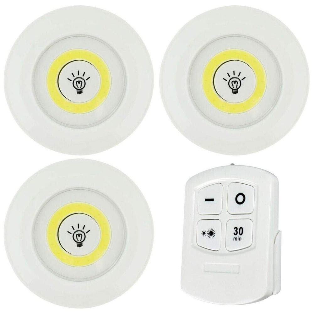 Lâmpada Led Luminária Sem Fio Controle Remoto Kit C/3 Spots