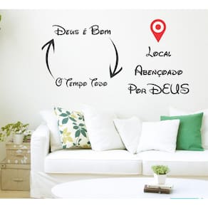 2 Adesivo Decorativo de Frases Deus é Bom e Local Abençoado