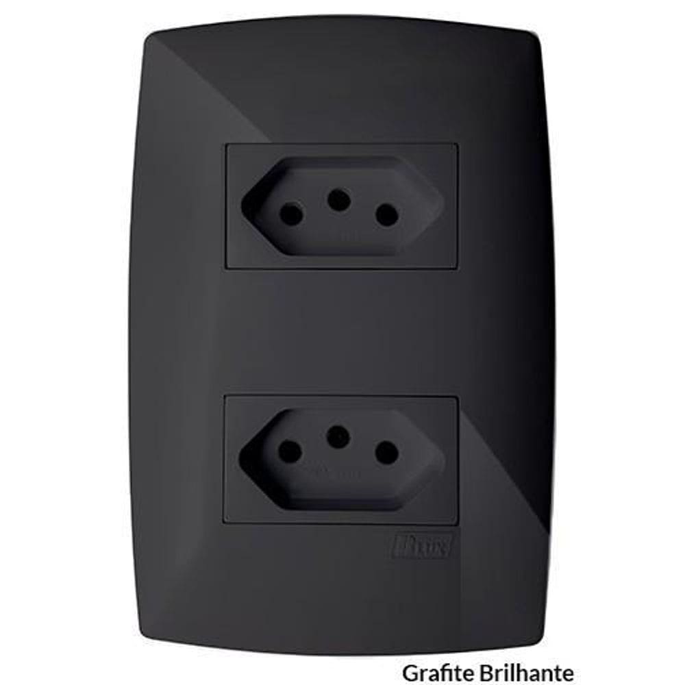 Cj Tomada Dupla 10A 4X2 - Blux Home Grafite - Bhm10459-0Gf