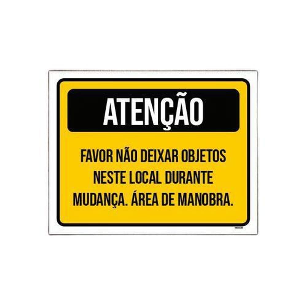 Placa Não Deixa Objetos Neste Local Mudança 18x23cm 5un