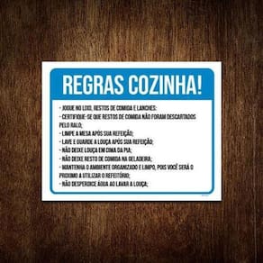 Kit 3 Placas Sinalização - Regras Cozinha Ml3832