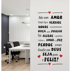 Adesivo Parede Frase Amor Verdade Paz Preto 100x47cm