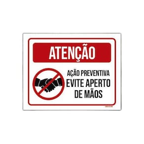 Placa Atenção - Evite Aperto De Mãos 36X46