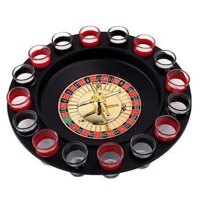 Jogo Roleta Drinks Cassino Com 16 Copos De Vidro Destilado