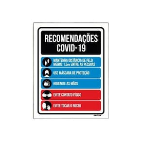 Placa Sinalização Recomendações Distanciamento Social 18X23