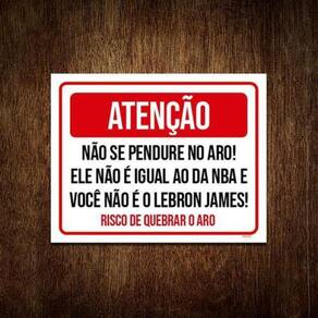 Kit 5 Placas Atenção Não Se Pendure No Aro Basquete