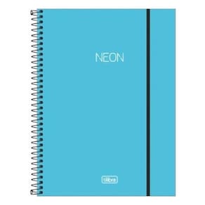 Caderno Universitário Tilibra Espiral Neon Azul 160 Folhas
