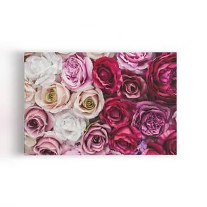 Quadro Rosas Coloridas Degradê De Flores Canvas 60X40Cm