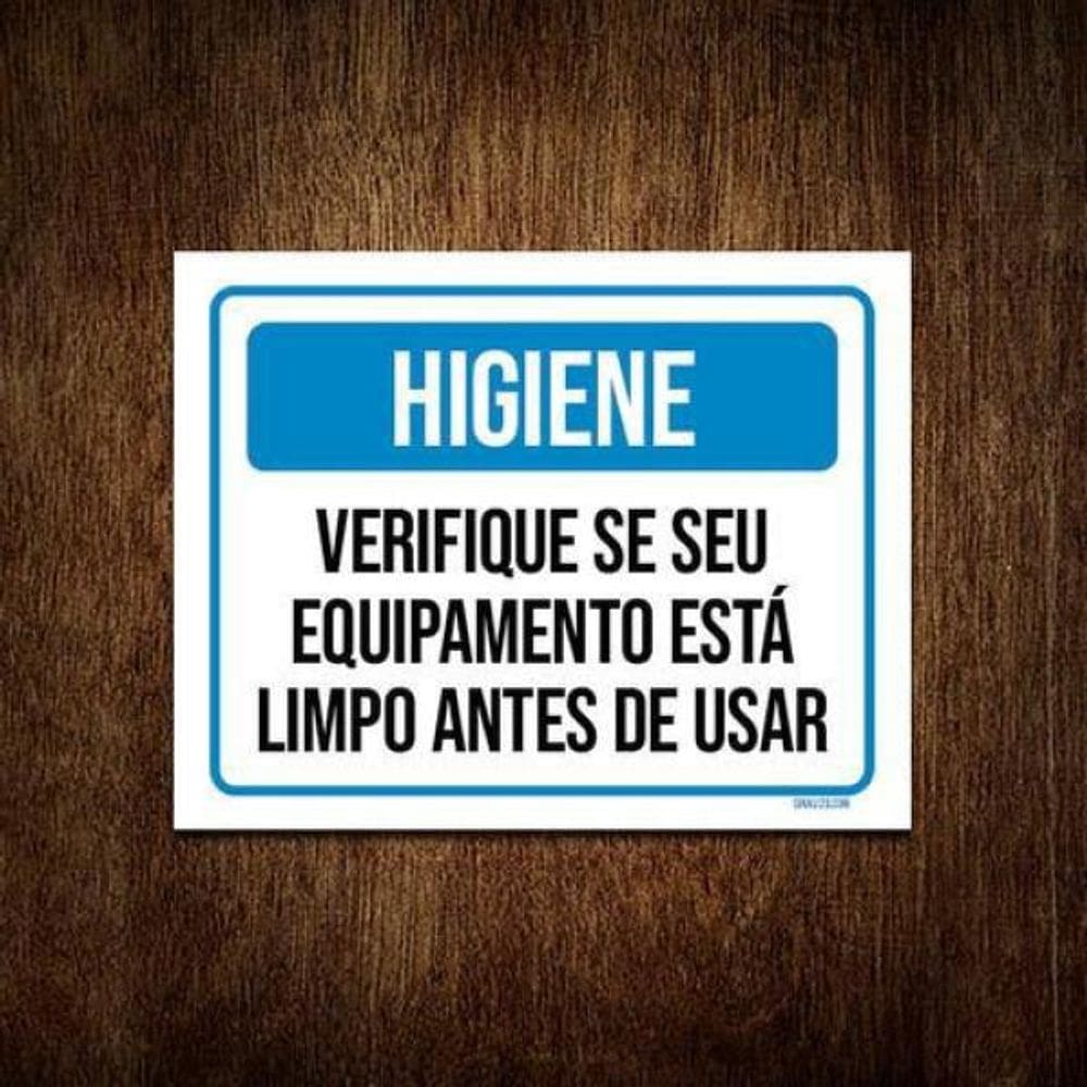 Kit 3 Placas Higiene Verifique Equipamento Está Limpo