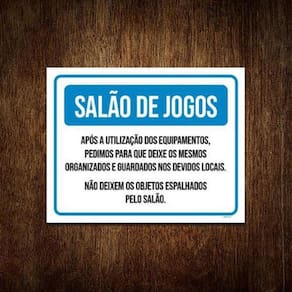 Placa Condomínio Salão De Jogos Equipamentos 36X46