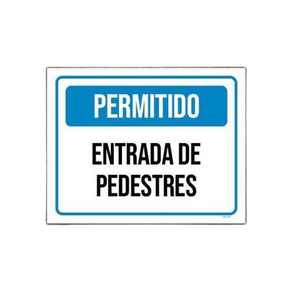 Kit 10 Placa Sinalização - Permitido Entrada Pedestres
