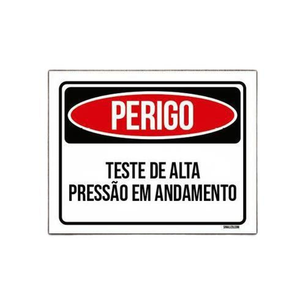 Kit 10 Placas Perigo Teste De Alta Pressão
