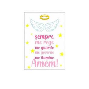 Placa Decorativa Anjo Da Guarda Rosa 18X27Cm