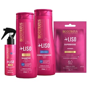 Kit Bio Extratus Mais Liso Shampoo Condicionador Spray Superdose