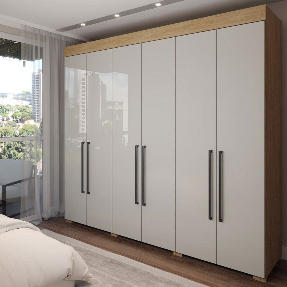 Guarda-Roupa Casal Manhattan 6 Portas 2 Gavetas Marrocos/Off White - Panorama Móveis