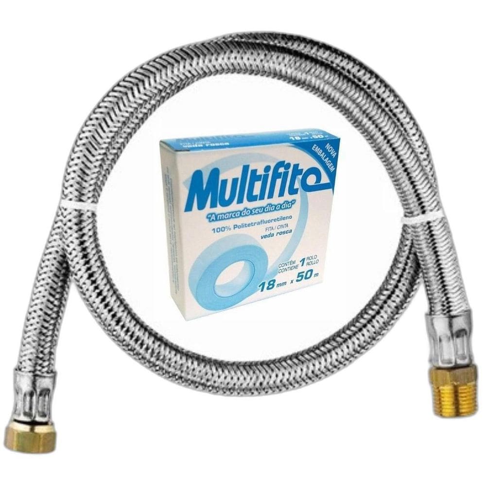Kit Instalação Gás Encanado Mang 1,50Mt+Registro+Adaptador