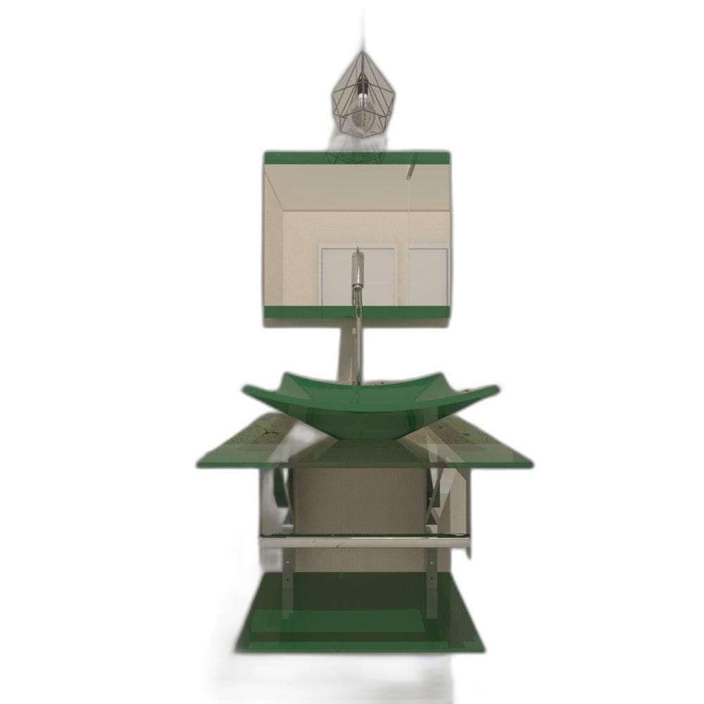 Gabinete De Vidro 45Cm Iq Inox Com Cuba Quadrada - Verde